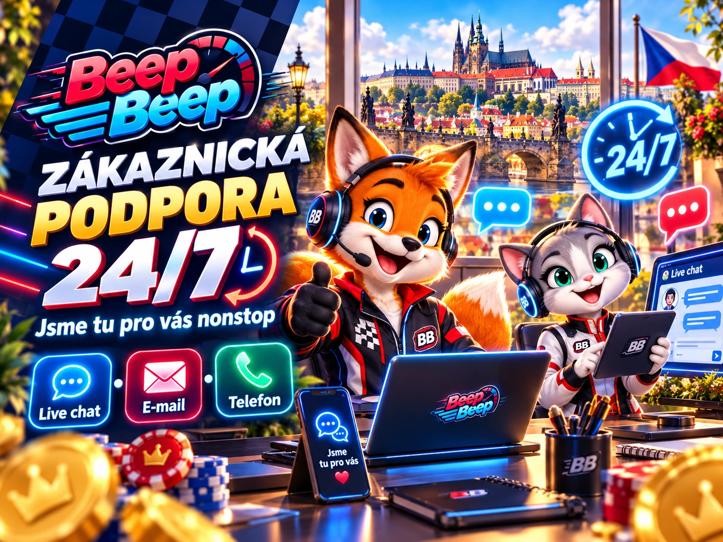 Beep Beep Casino zákaznická podpora pro účty bonusy a platby